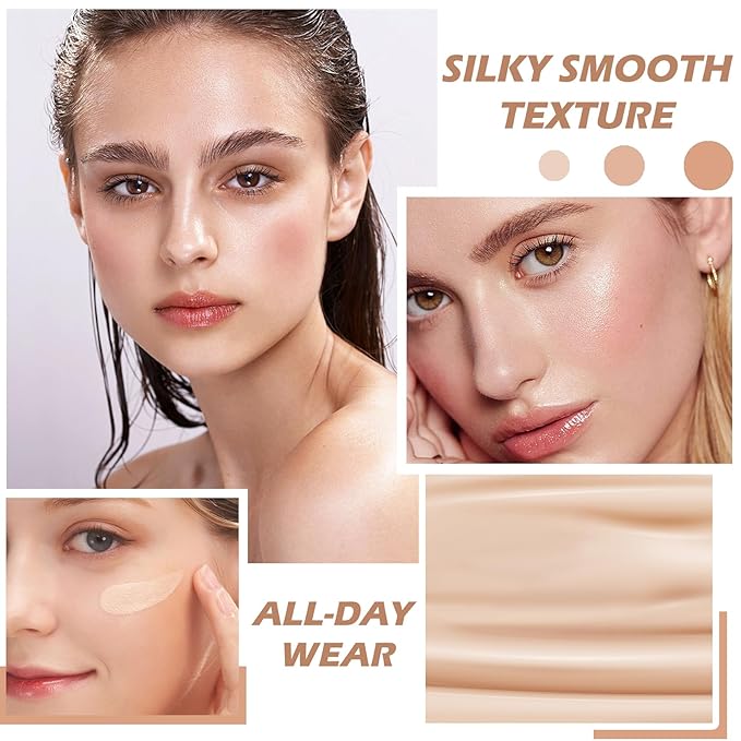 NVLEPTAP Airbrush Foundation Makeup Spray Silky Lightweight Full Coverage Foundation Face Air Cushion Foundation Set with Soft Makeup Brush - 02 Beige