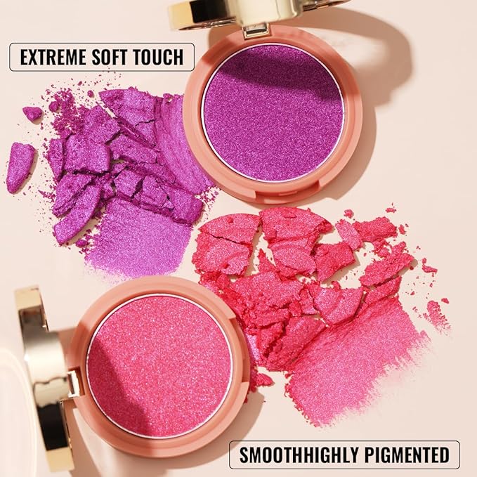Oulac Luminisers Powdery Blusher for Cheeks Face Glow,Brighten Skin As Highlighter Makeup, Shimmer Blusher,Buildable and Vegan Cosmetics,4.8g F11 Heat On