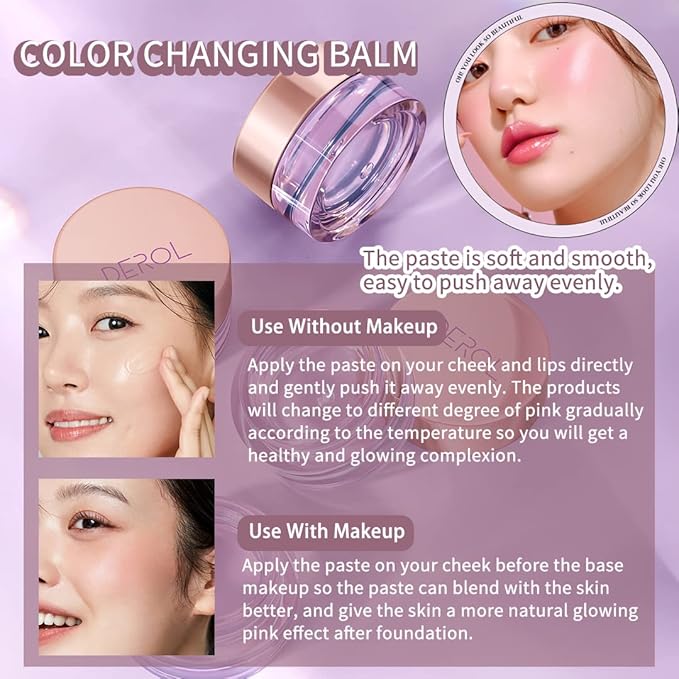 Moisturizing Blush Rouge Color Changing Blusher for Cheeks and Lips Balm Multi Use Cream Liquid Waterproof Gel for Cheeks & Lips Gloss Glossy Shiny Finish Makeup