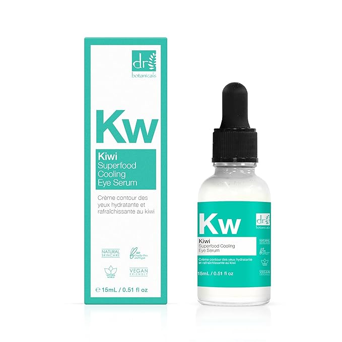 Dr Botanicals Refreshing Eye Cooling Serum with Vitamin C, Kiwi Fruit Oil to reduce Wrinkles, skin imperfections. Hydrating, Brightening and promotes Youthful Skin 15 ml / 0.5 Fl oz