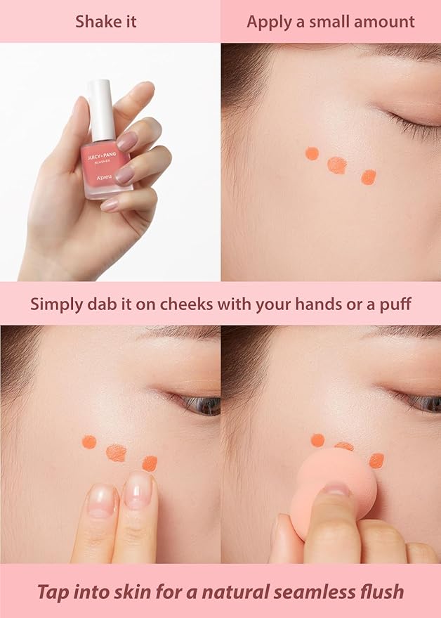 A'PIEU JUICY-PANG WATER BLUSHER (PK01 - I'm Strawberry) Korean Liquid Blush For Cheeks K Beauty Makeup