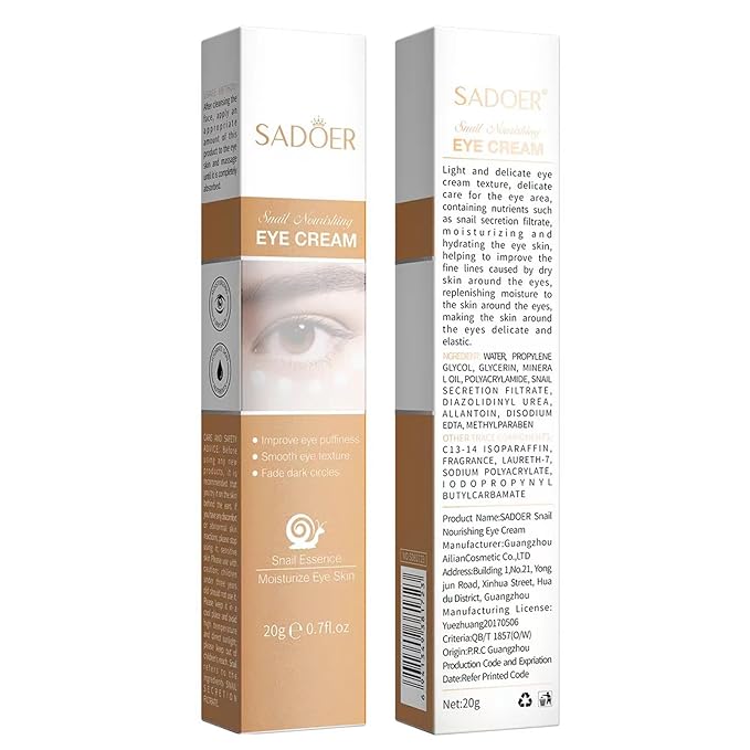 Snail Nourishing Eye Cream - Premium Formula, 20g - Bid Farewell to Dark Circles and Fine Lines and Welcome Elastic and Lustrous Eye Skin