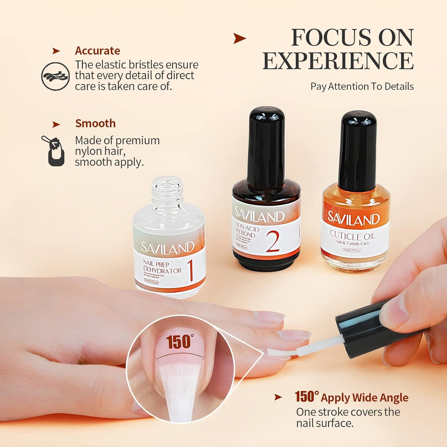 SAVILAND 15 ML Nail Dehydrator and Primer and Cuticle Oil for Nails – 16PCS Natural Acid-free Nail Primer and Dehydrator Nail Prep for Gel Nail Polish & Acrylic Nails Salon Nail Art Tools