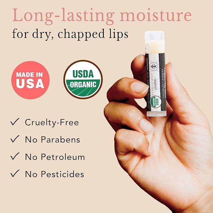 Organic Lip Balm Pack - Original Lip Balm for Dry Cracked Lips, Christmas Stocking Stuffers Women & Men, Lip Balm Set, Lip Moisturizer, Natural Lip Balm for Men, Lip Care Products for Lip Repair