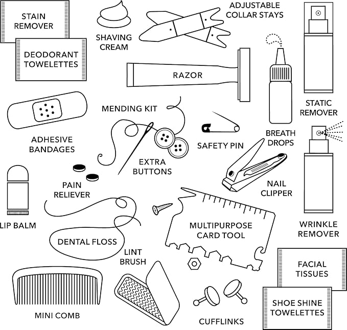 Pinch Provisions Hemergency Kit for Men, includes 30 Style & Grooming Essentials, Gift & Accessory for Grooms, Best Man, Personal Care, Travel or Cars