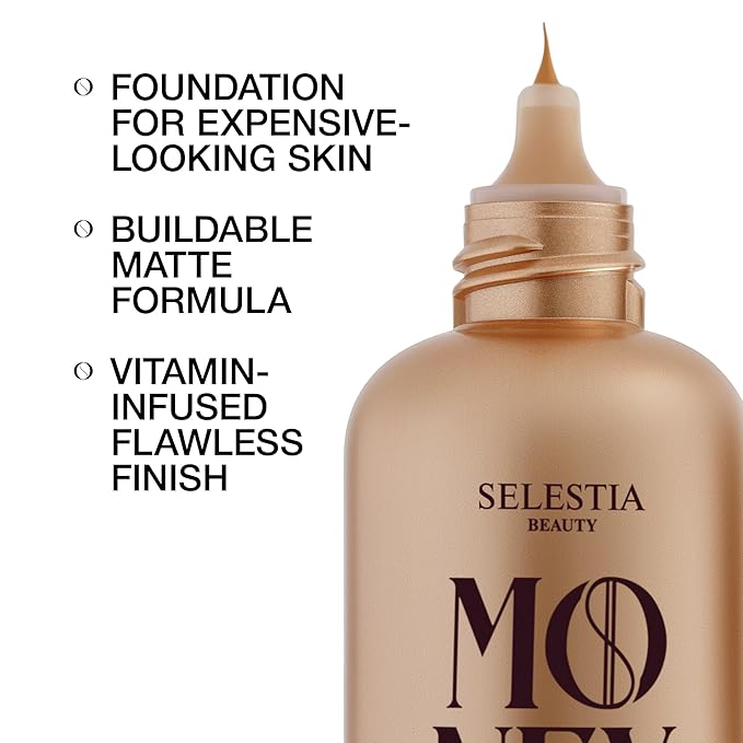 Matte Foundation Money - Long-Lasting Makeup Foundation with Flawless & Buildable Coverage - Liquid Foundation for All Skin Types (Honey)