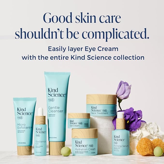 Kind Science by Ellen DeGeneres Eye Cream - Under Eye Cream to Refresh Eyes - Hydrating Eye Cream for Wrinkles Noticably Smooths & Moisturizes - Paraben, Dye & Fragrance Free, 0.5 fl oz