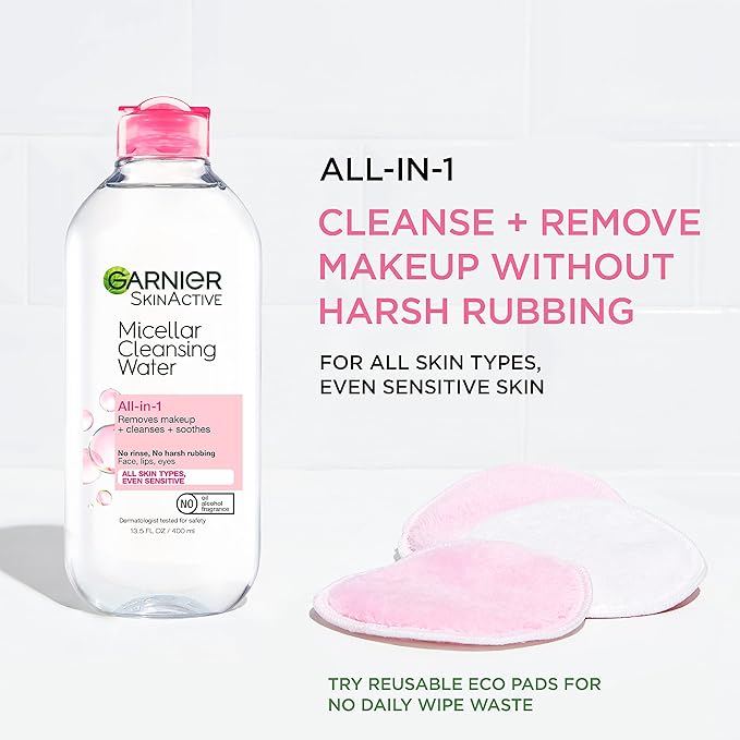 Garnier Back to School Bundle|Micellar Water (400mL) + Fructis Sleek & Shine Shampoo (22 Fl Oz), Conditioner (21 Fl Oz) (3 Items), 1 Kit (Packaging May Vary)