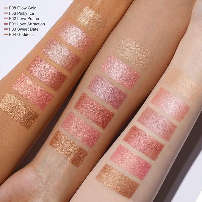 Oulac Shimmery Blush Makeup| 2 in 1 Powdery Cream Blush & Highlighter| Golden Hour Makeup Bronzer Illuminating | Rich Colors &Blendable | Vegan & Cruelty-Free| F08 Glow Gold 4.8g