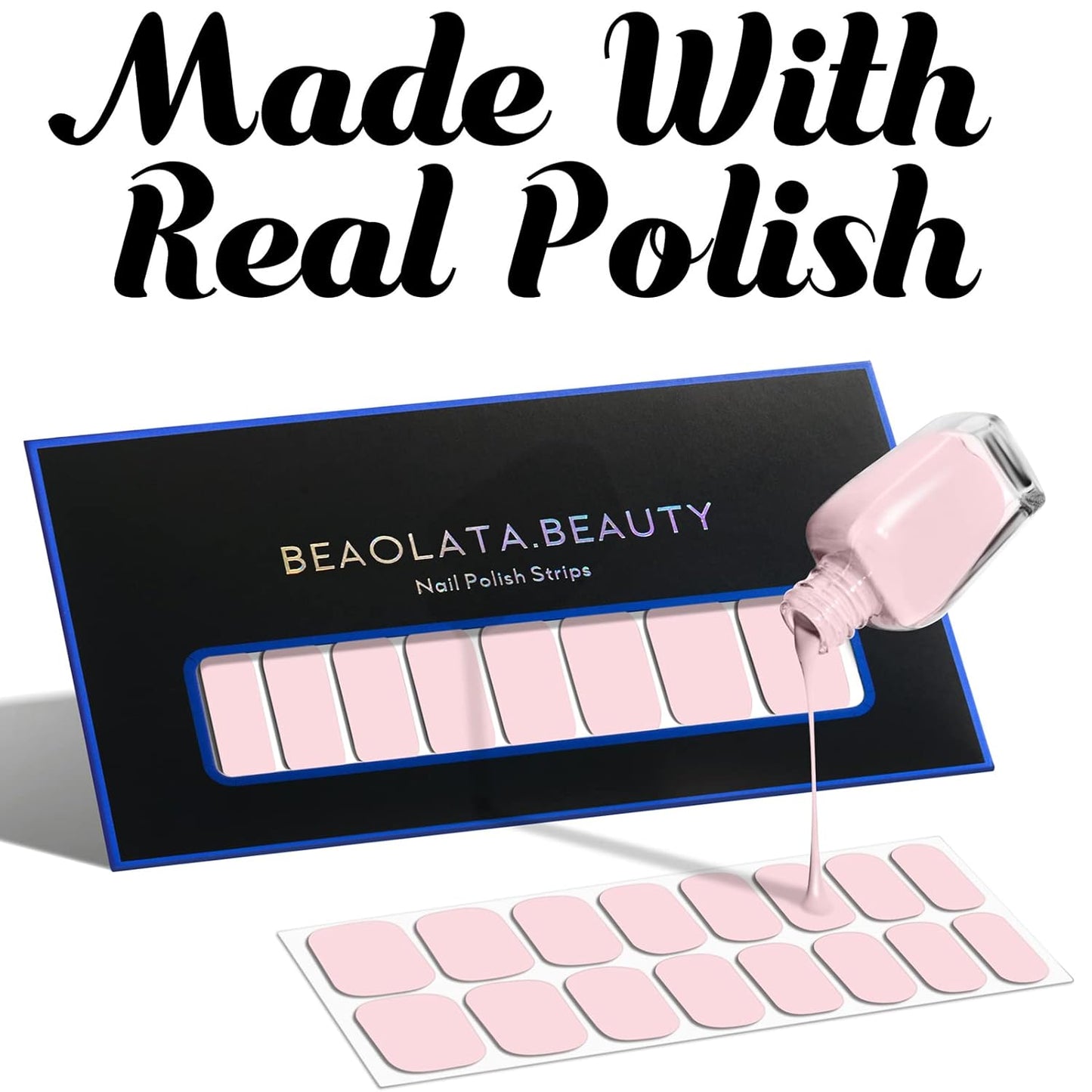 Nail Polish Strips, 32PCS Salon Quality Wraps, Long Lasting Gel Nail Stickers for Women Easy Apply& Remove (Picking Dark Blue)