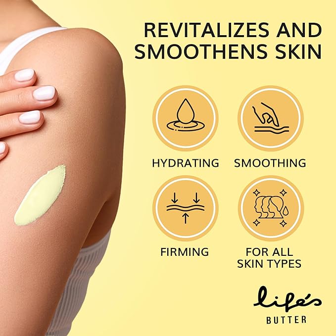 LIFE'S BUTTER Anti-Cellulite Cream - 100% Natural - Made in USA - Cruelty-Free - Hypoallergenic - Best Cellulite Reduction - Skin Firming + Tightening for Women L-Carnitine + CoQ10 + Caffeine – 6oz