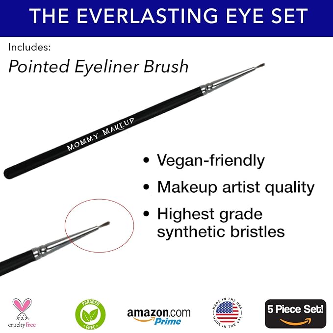 The Everlasting Eye 5 Piece Waterproof Makeup Set. Gel Eyeliner, Creme Eyeshadow, 2 brushes and Mesh Bag. Paraben-free, Talc-free, Cruelty-free. Duchess/Black Orchid 1708