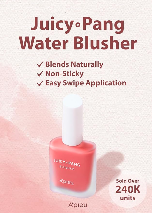 A'PIEU JUICY-PANG WATER BLUSHER (PK04 - Dewey Grapefruit Pearl) Korean Liquid Blush For Cheeks K Beauty Makeup