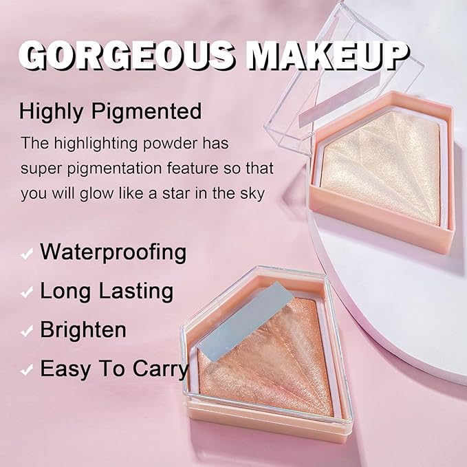 White Highlighter Makeup Palette Face Highlighter Powder Iluminadores De Maquillaje Narutal Shimmer Glitter Highlighter Contour Powder Makeup Palette-01 Pearl White