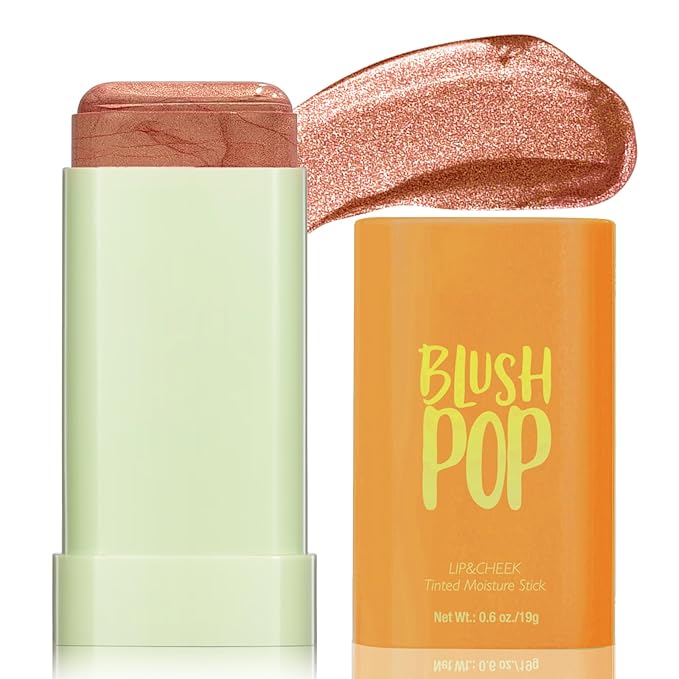 Highlighter Makeup Stick - Blush Highlighters Makeup Stick for Face & Body, Natural Silky Shimmer Highlight, Bendable Long Lasting Highlighter Wand, Cream Korean Highlighter (Cherry Red)