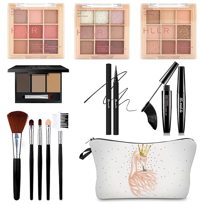 All in One Makeup Kit for Women Full Kit, Basic Cosmetics Kit for Beginner & Professionals, Eye Makeup Set Tween Girl, Make Up Kits for Teenagers, Makeup Gift Set for Girls, Women & Teens(27 Color)