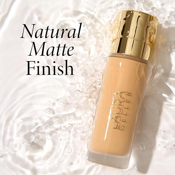 LAURA GELLER NEW YORK Double Take Liquid Foundation | Medium to Full Coverage, Natural Matte Finish, Porcelain