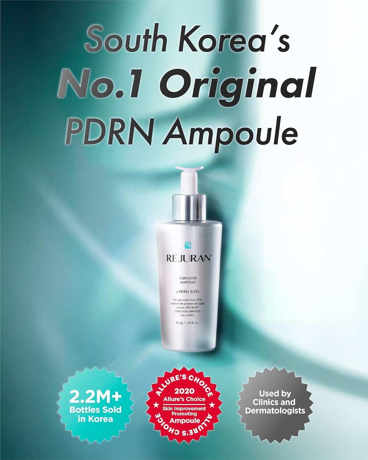 REJURAN® Turnover Ampoule, c-PDRN® – Original Salmon DNA PDRN Face Serum for Rejuvenation, Firming, Hydration & Youthful Glow, Refines Skin Texture. Korean Skincare (1.01 fl oz)