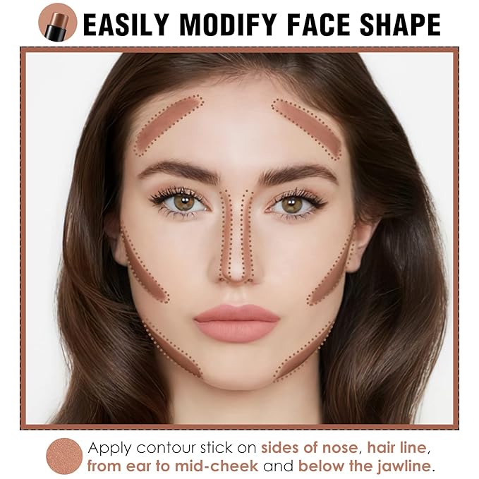 FOCALLURE Cream Contour Stick, Matte Bronzer Stick, Professional Face Shaping & Contouring Stick Makeup, Easy to Apply with Buildable Coverage, Long Lasting & Sweatproof, COFFEE