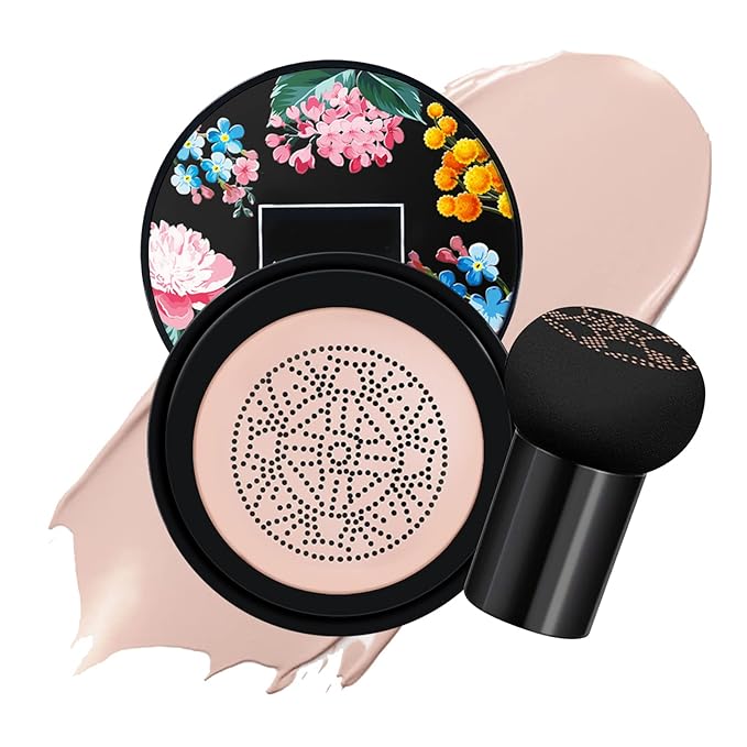 Ownest Mushroom Head Air Cushion BB Cream, Concealer Lasting Nude Makeup Moisturizing Pigment CC Liquid Foundation, Even Skin Tone Makeup Base Primer-Natural