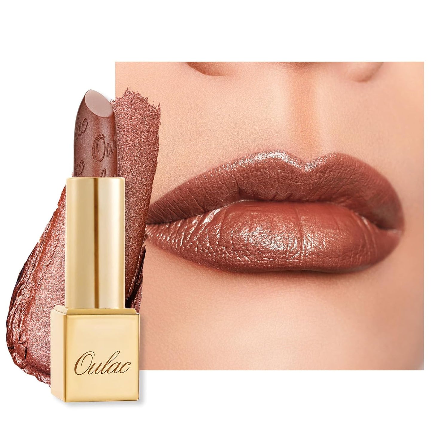 Oulac Glitter Lipstick for Women with Metallic 3D Shine Lightweight Hydrating Formula, High Impact Lip Color, Vegan Beauty, Sheer Coverage Lip Makeup, Christmas Gifts for Women, Me Time(24)