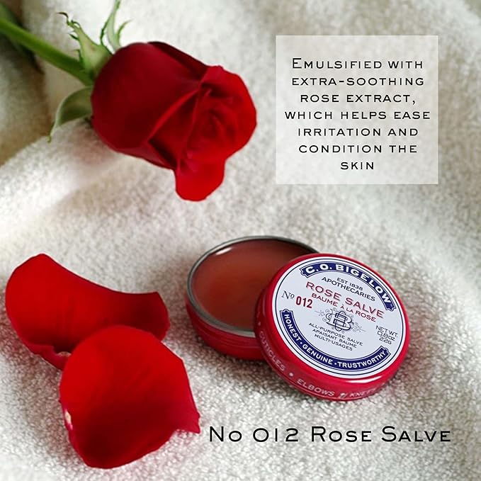 C.O. Bigelow All Purpose Salve Lip Balm Tins, Rose Salve Pack of 3 for Chapped Lips & Dry Skin - Moisturizing Lip, Cuticle 0.8 oz each