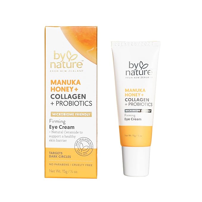 By Nature Eye Cream - Manuka Honey, Collagen, and Probiotics - Hydrating Under Eye Cream for Dark Circles - Skincare from New Zealand - .5oz