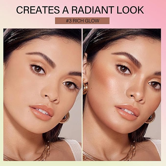 On-The-Go Bronzer Stick,Multi-Use Cream Contour Stick,Natural Long Lasting Face Bronzer,Smooth Highlighter Contour Stick,Bronze Contour Makeup Facial Shaping,03 Rich Glow