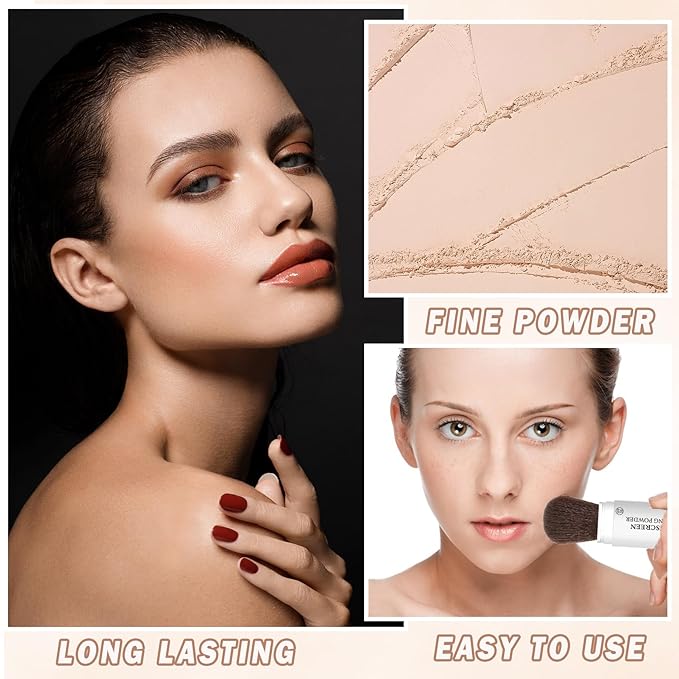 Mineral Sunscreen Setting Powder Mineral Brush Powder SPF 35 PA+++ Oil Control Matte Effect Lightweight Breathable Translucent Powder Setting Powder Sunscreen Makeup for Face with Brush - 02 Fair