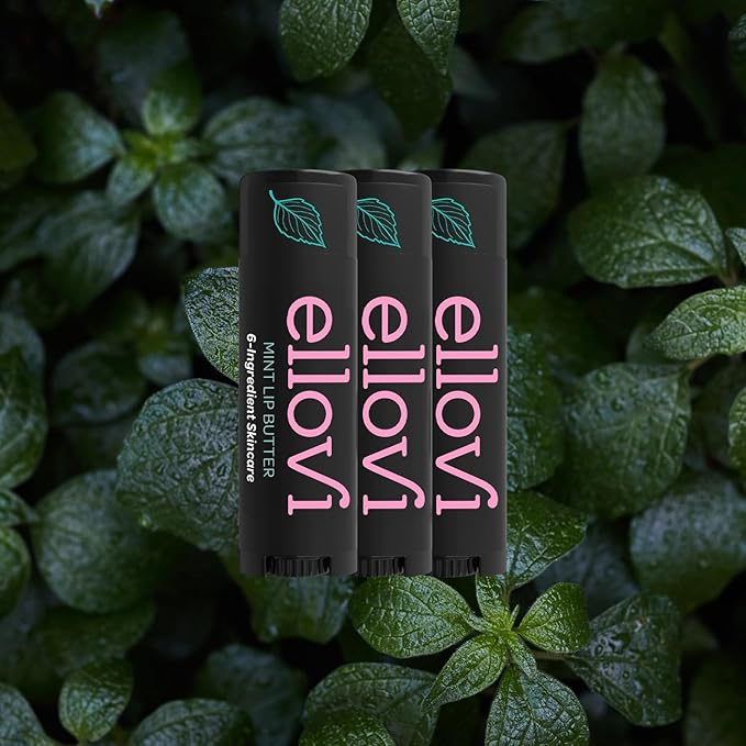 Natural Lip Butter Lip Balm - Mint - Pure Enough to Eat - Made With Just 6 Vegan Ingredients - Moisturizing Lip Care for All Day Hydration (3-Pack)