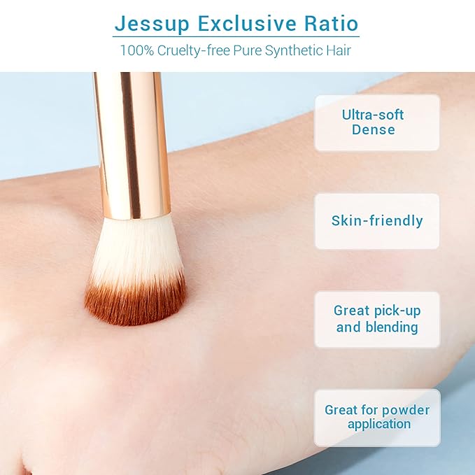 Jessup Eye Makeup Brushes Set, Premium Synthetic Eyeshadow Blending Concealer Eyebrow Eyeliner Brush, 15pcs Labeled Bamboo Make Up Brushes T137