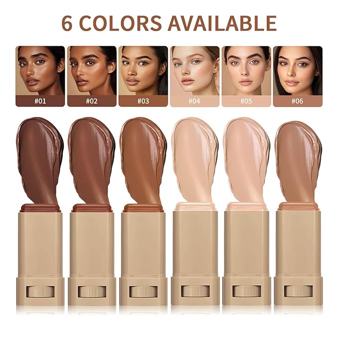 Multi-Use Foundation Stick Beauty Balm Serum Boosted Skin Tint, On-The-Go Tinted Solid Serum, Lightweight and Buildable Creamy Skin Tint Stick Makeup, Natural Finish(03#)