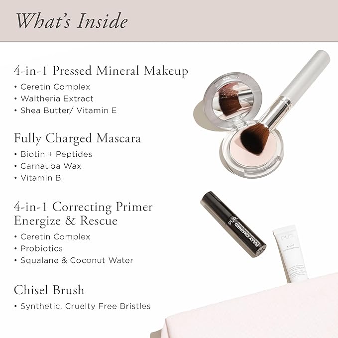 PÜR Beauty Multitasking Essentials Best Sellers Kit, Everyday Look Deluxe Kit, Condition & Moisturize Skin, Cruelty Free, Golden Medium