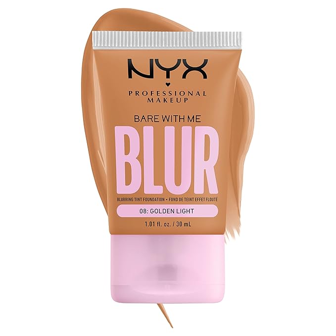NYX PROFESSIONAL MAKEUP Bare With Me Blur Skin Tint Foundation Make Up with Matcha, Glycerin & Niacinamide - Golden Light