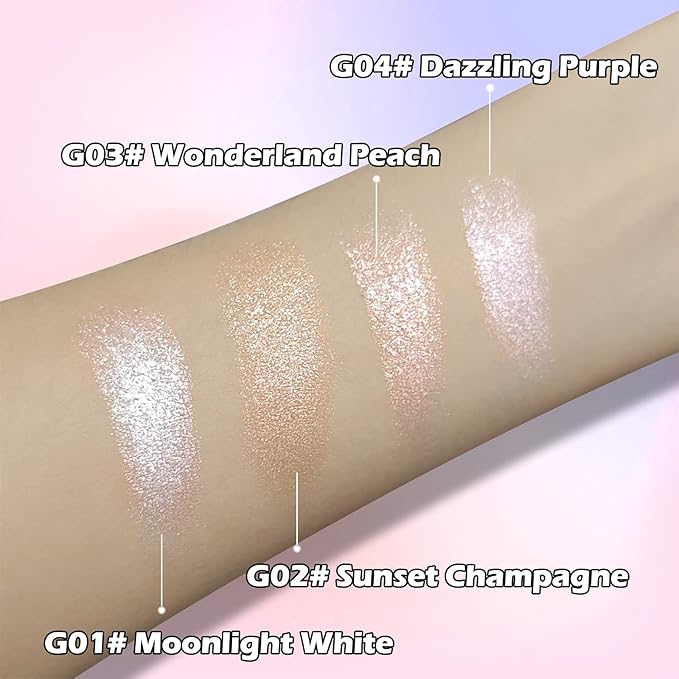 Erinde Pearl White Shimmer Glitter Highlighter Highlight Makeup Contour Powder, Silver Face Illuminator Highlighter, Highlighter Makeup iluminadores Illuminator for Face Body Cheek