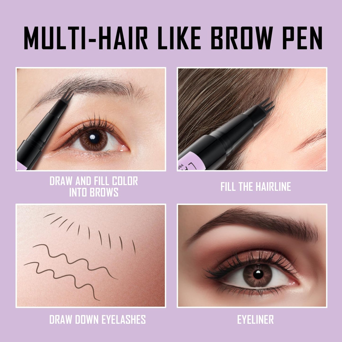 LAVONE Eyebrow Pencil, 2-In-1 Waterproof Eyebrow Pen, with 3 Tip Microblading Eyebrow Pen and Ultra-Precise Brow Pencil, Dual-ended Eyebrow Brush, for Eyebrow Makeup - Light Grey