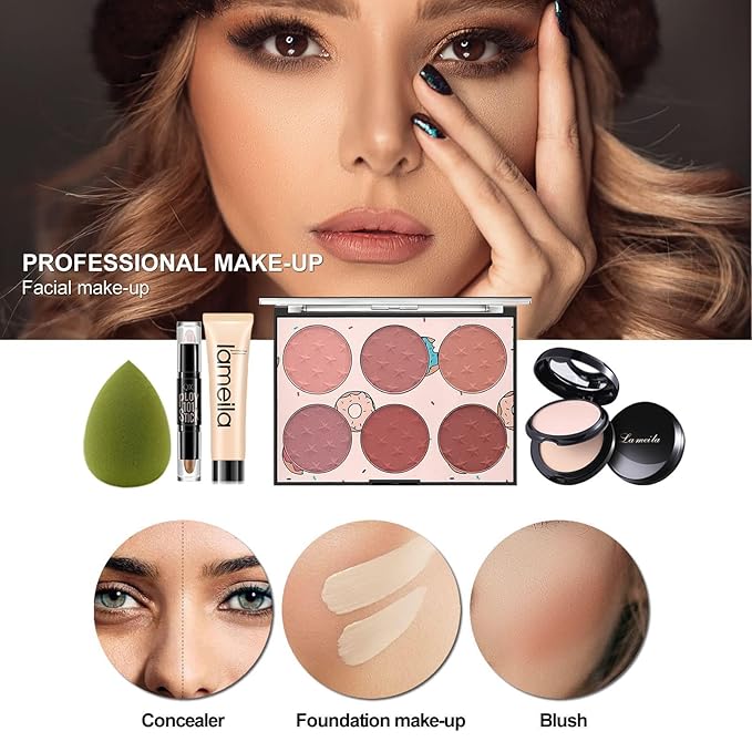 M All In One Makeup Kit, Makeup Kit for Women Full Kit,Multipurpose Women's Cosmetics Set,Beginners and Professionals Alike,Easy to Carry(DLS-Black)