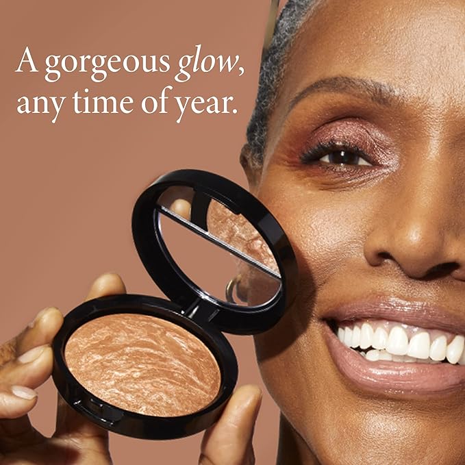 LAURA GELLER NEW YORK Ready-n-Radiant Kit (3 PC) - Baked Bronze-n-Brighten, Deep + Spackle Super-Size Skin Perfecting Primer, Champagne Glow + Retractable Angled Kabuki Brush