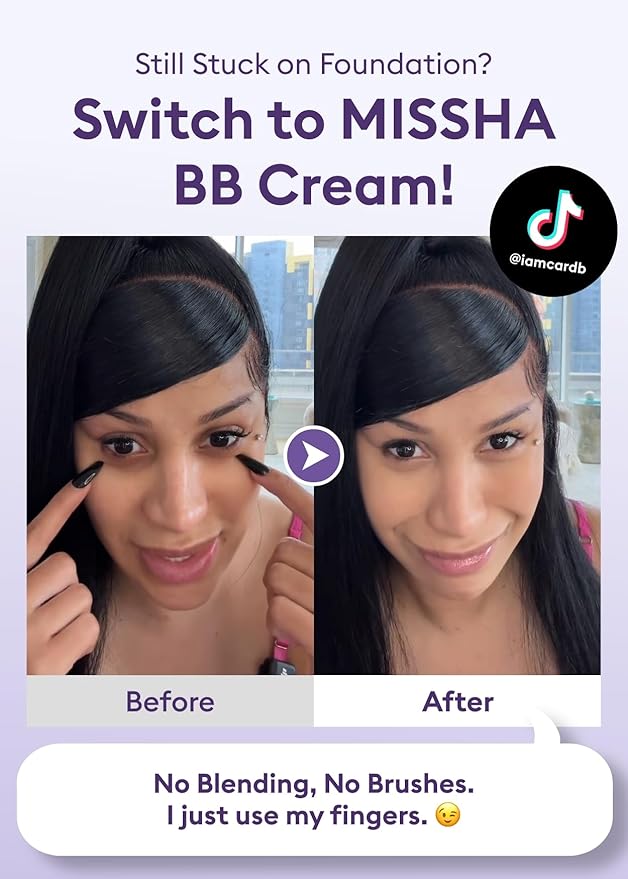 MISSHA M PERFECT COVER SERUM BB CREAM No.27 Honey Beige- Medium with Cool/Neutral Undertone, BB Cream by Cardi B Pick, Skin Tint, Tinted Moisturizer, Skin Care Foundation Makeup, 1.18 Fl oz