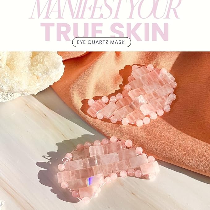 Moon Shape Crystal Clear Quartz Eye Mask, Anti-Aging Hot or Cold Using Stone Eye Mask 100% Natural Beauty Eye Mask (Rose Quartz)