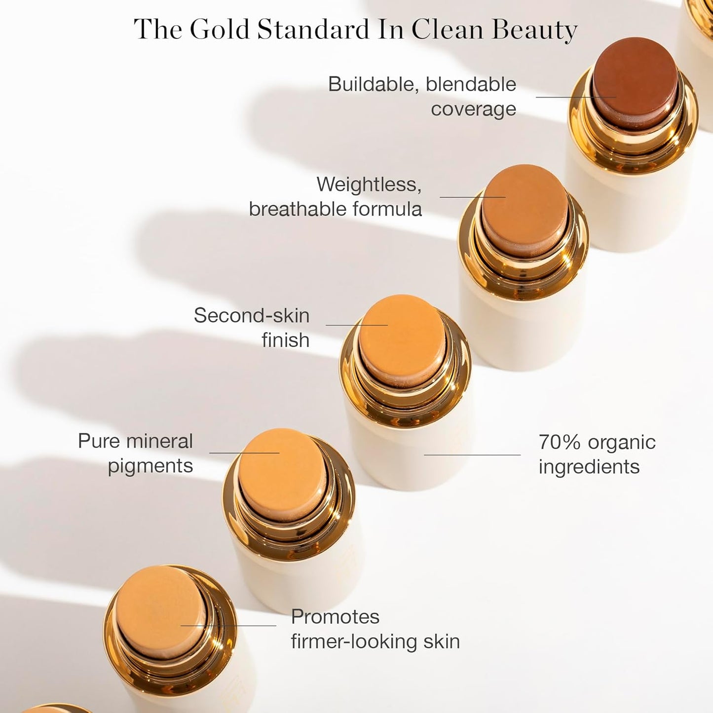 Ogee Sculpted Complexion Foundation Stick (Linden 1.25N/1.75N - Light Beige, Neutral Undertones) Full Coverage Foundation Makeup - Instantly Balance & Even Complexion - 70% Organic Ingredients