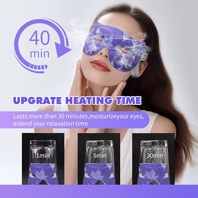 18 Packs Lavender Steam Eye Masks for Dry Eyes 40 Mins Warm Eye Mask Heated Eye Mask Reduce Puffiness Dark Circles Travel Essentials Eye Masks for Sleep Disposable(Lavender,Hollow)