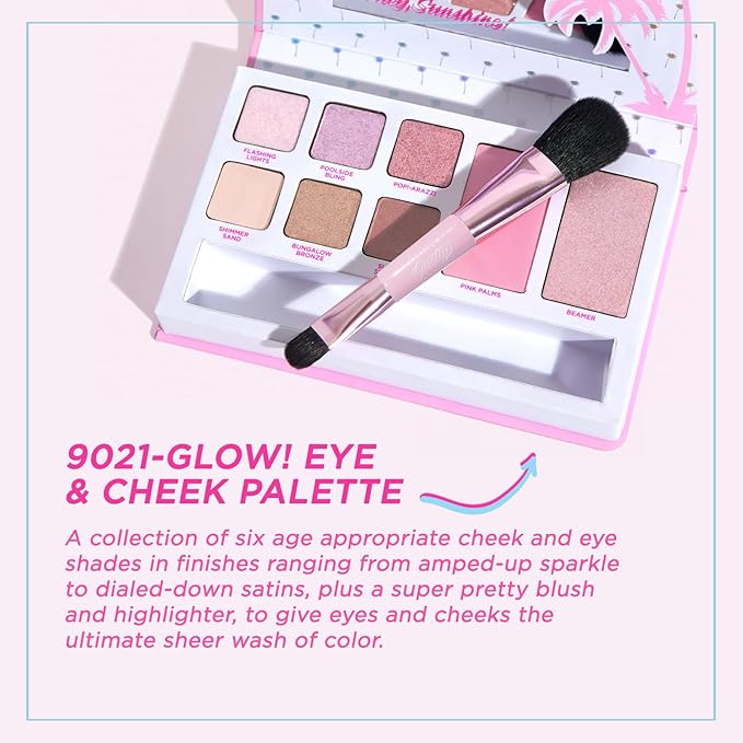 Petite ’N Pretty Dream in Color Makeup Set for Kids, Teens, Tweens - 3-in-1 Eye & Cheek Palette (Blush, Eyeshadow, Highlighter) with Brush, Lip Gloss Balm, Feather Stretch Mascara & Satin Scrunchie
