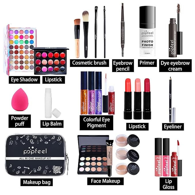 Professional Makeup Kit for Women Full Kit, Makeup Set Cosmetic Make Up Kit with Makeup Bag Include Eyeshadow Palette Makeup Brushes Set Lipstick Lip Gloss Foundation Concealer