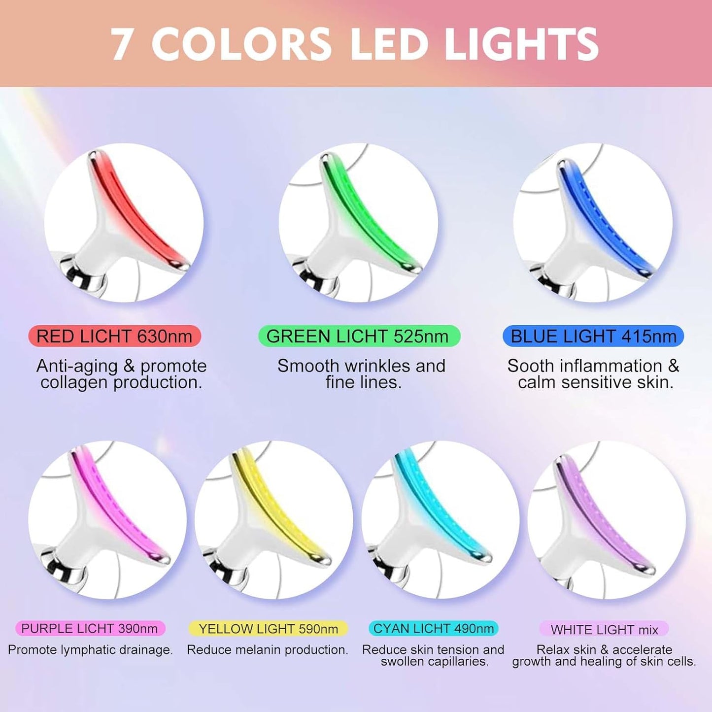 Red-Light-Therapy-for-Face and Neck Massager,7 Colors Womens Skin Rejuvenation Lifting Facial Massager Tool,Lymphatic Contour Massager Face for Toning,Glow Boost