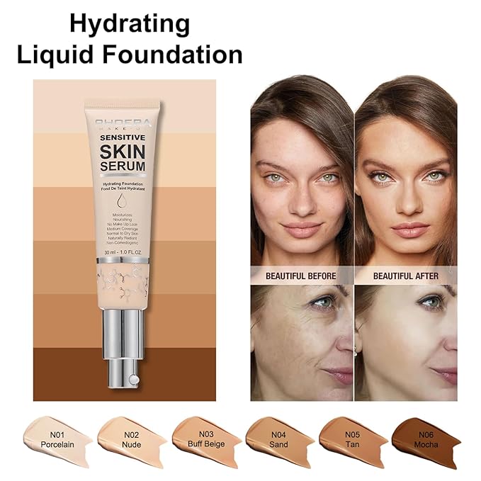 2024 New PHOERA Foundation Makeup for Mature Skin, Wrinkles Matte Natural Finish for a Flawless Complexion (N03 Buff Beige)
