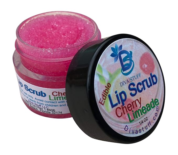Diva Stuff Ultra Hydrating Lip Scrub for Soft Lips, Gentle Exfoliation, Moisturizer & Conditioner, Cherry Limeade – ¼ oz (Made in the USA)