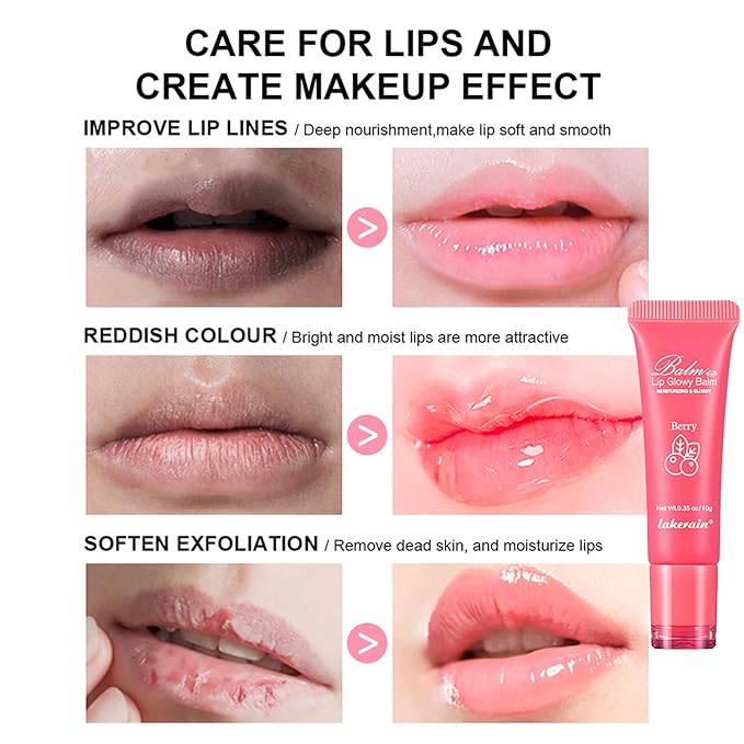 Lip Glowy Balm Hydrating Sleeping Lip Mask, Shine Glossy Finish Lip Oil - Reduce Lip Lines, Enhance Lip Color, Moisturizing & Plump Dry Chapped Lips Care Non-Sticky Lip Balm (#2 Berry)