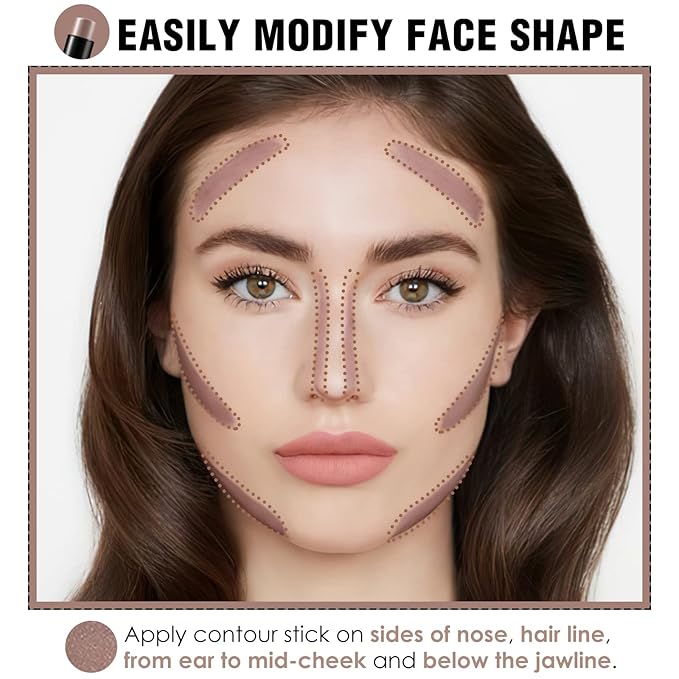 FOCALLURE Cream Contour Stick, Matte Bronzer Stick, Professional Face Shaping & Contouring Stick Makeup, Easy to Apply with Buildable Coverage, Long Lasting & Sweatproof, HAZEL WOOD