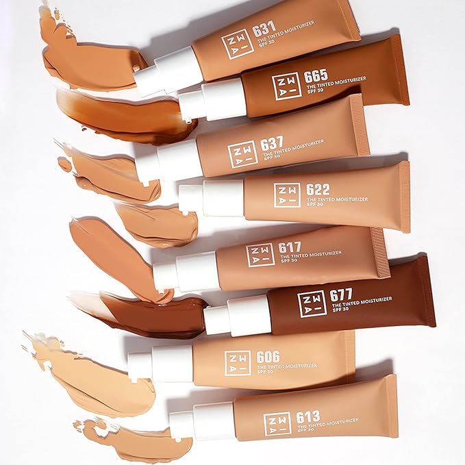 3INA 613 Tinted Moisturizer for Face with SPF 30 - Nude - BB Cream with Light to Medium Coverage - Hyaluronic Acid Moisturizer for All Skin Tones - Vegan, Cruelty and Paraben Free Make Up - 1 oz